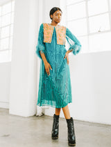 1960s Ostrich Feather Trimmed Silk Dress Dress arcadeshops.com