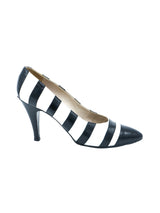 Chanel Stripe Leather Cap Toe Heels, 38.5 Accessory arcadeshops.com