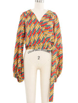 Cherry Printed Wrap Top Top arcadeshops.com