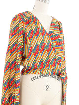 Cherry Printed Wrap Top Top arcadeshops.com