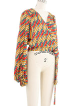 Cherry Printed Wrap Top Top arcadeshops.com