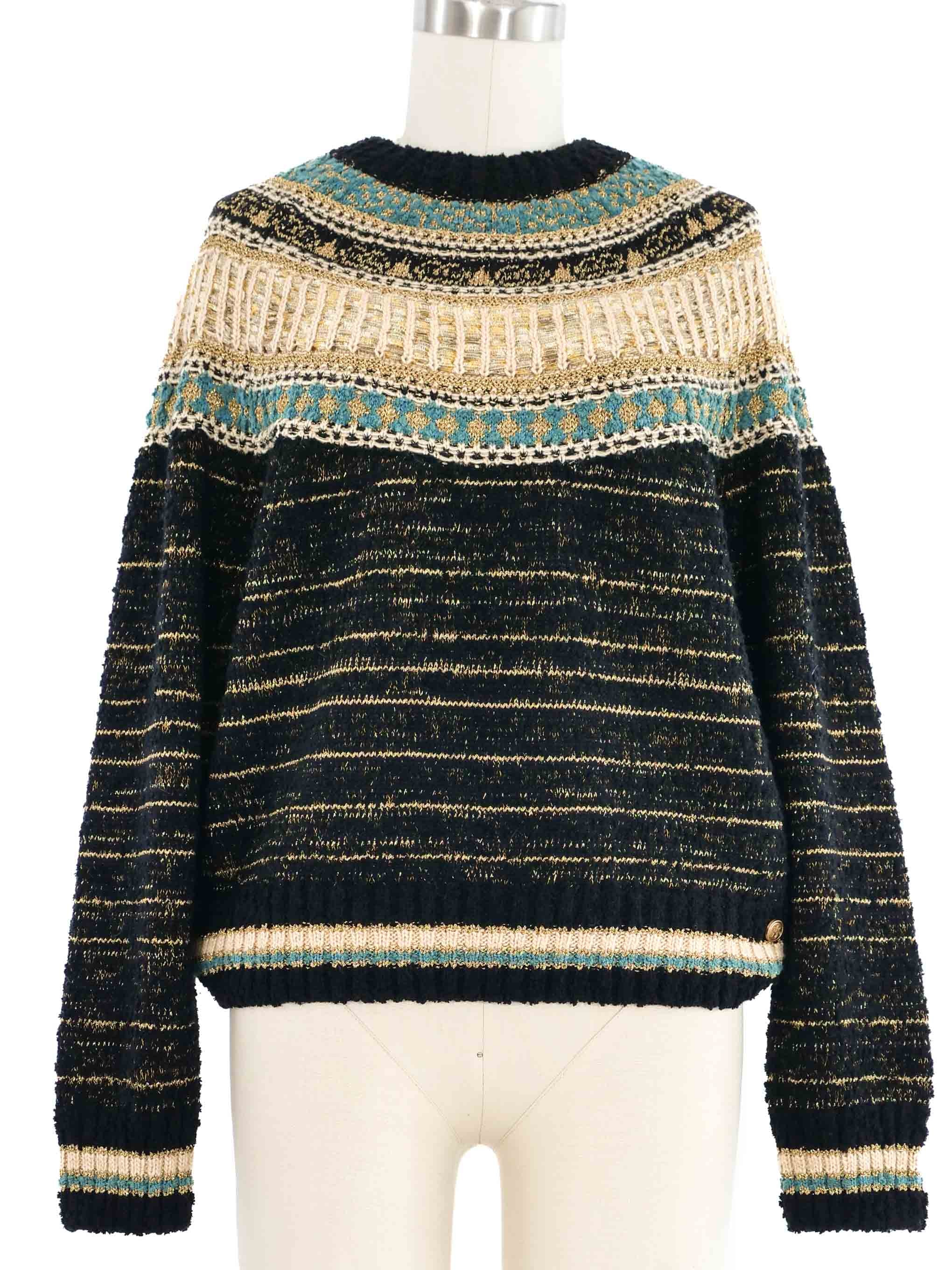 2019 Chanel Egyptian Collection Metallic Knit Sweater