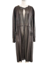 Gianfranco Ferre Laser Cut Brown Leather Duster Outerwear arcadeshops.com