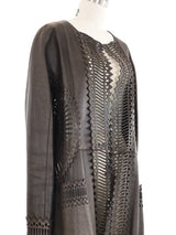 Gianfranco Ferre Laser Cut Brown Leather Duster Outerwear arcadeshops.com