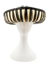 1960s Ivory and Black Raffia Sun Hat Accessory arcadeshops.com