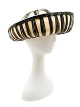 1960s Ivory and Black Raffia Sun Hat Accessory arcadeshops.com
