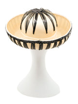 1960s Ivory and Black Raffia Sun Hat Accessory arcadeshops.com