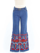 2002 Christian Dior Bead Embellished Flare Jeans Bottom arcadeshops.com