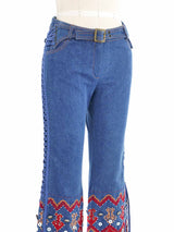 2002 Christian Dior Bead Embellished Flare Jeans Bottom arcadeshops.com