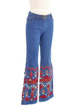 2002 Christian Dior Bead Embellished Flare Jeans Bottom arcadeshops.com