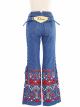 2002 Christian Dior Bead Embellished Flare Jeans Bottom arcadeshops.com