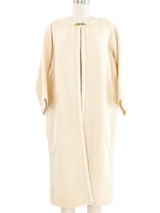 1960s Ivory Leather Trim Knit Liner Coat Outerwear arcadeshops.com