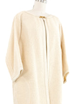 1960s Ivory Leather Trim Knit Liner Coat Outerwear arcadeshops.com