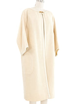1960s Ivory Leather Trim Knit Liner Coat Outerwear arcadeshops.com