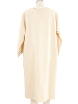 1960s Ivory Leather Trim Knit Liner Coat Outerwear arcadeshops.com