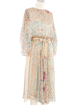 The Silk Farm Floral Print Silk Chiffon Dress Dress arcadeshops.com