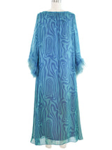 1960s Ostrich Feather Trimmed Silk Dress Dress arcadeshops.com