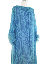 1960s Ostrich Feather Trimmed Silk Dress Dress arcadeshops.com