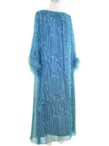 1960s Ostrich Feather Trimmed Silk Dress Dress arcadeshops.com