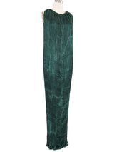 Patricia Lester Emerald Silk Plisse Gown Dress arcadeshops.com