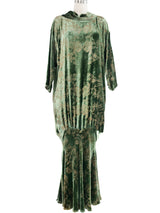 Patricia Lester Painted Velvet Drop Waist Gown Dress arcadeshops.com