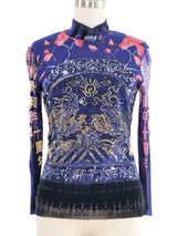 Vivienne Tam Cherry Blossom Print Mesh Longsleeve Top arcadeshops.com