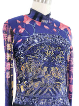 Vivienne Tam Cherry Blossom Print Mesh Longsleeve Top arcadeshops.com