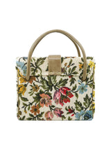 White Floral Tapestry Handbag Accessory arcadeshops.com