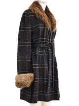 1997 Yeohlee Fur Accent Brown Knit Jacket