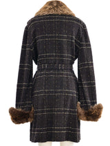 1997 Yeohlee Fur Accent Brown Knit Jacket