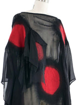 2009 Yeohlee Graphic Wool And Chiffon Poncho Outerwear arcadeshops.com