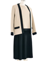Norman Norell Pleated Wool Dress Ensemble Suit arcadeshops.com
