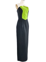 1995 Yeohlee Colorblock Strapless Sheath Gown Dress arcadeshops.com