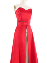 1994 Yeohlee Red Satin Skirt Ensemble Suit arcadeshops.com