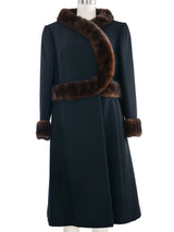 1960s Mink Trimmed Black Wool Coat Outerwear arcadeshops.com