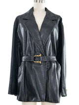 Gianfranco Ferre Belted Leather Coat Outerwear arcadeshops.com