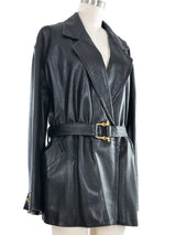 Gianfranco Ferre Belted Leather Coat Outerwear arcadeshops.com