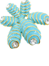 Kenneth Jay Lane Turquoise Enamel and Rhinestone Brooch