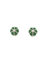 Oscar de la Renta Emerald Crystal Button Earrings