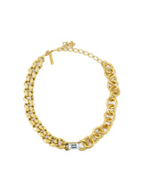 Oscar de la Renta Mixed Chain Rhinestone Accent Necklace