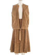 Khaki Suede Skirt Ensemble