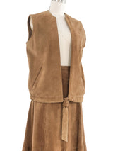 Khaki Suede Skirt Ensemble