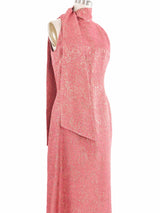 Raspberry Brocade High Neck Gown