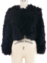 Black Marabou Feather Cropped Jacket Jacket arcadeshops.com