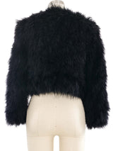 Black Marabou Feather Cropped Jacket Jacket arcadeshops.com