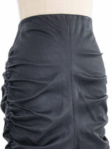 The Row Ruched Leather Mini Skirt