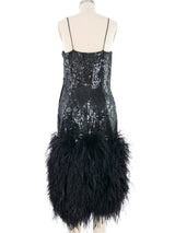Ostrich Trimmed Sequin Mini
