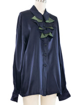 Escada Ruffled Two Tone Silk Top