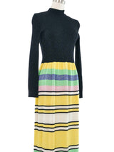 1970s Pastel Lurex Stripe Knit Maxi Dress