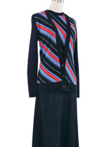 1970s Lurex Candy Stripe Knit Dress Ensemble